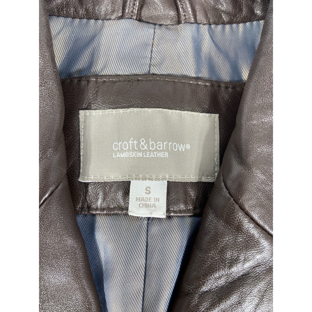 Croft & Barrow Jacket Women's Small Brown 100% Lambskin Leather Long Sleeve - Picture 7 of 12